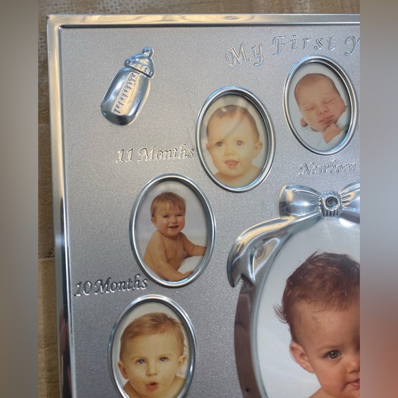 Babys photo album monthly mark My First Year silver frame - Picture 4 of 12